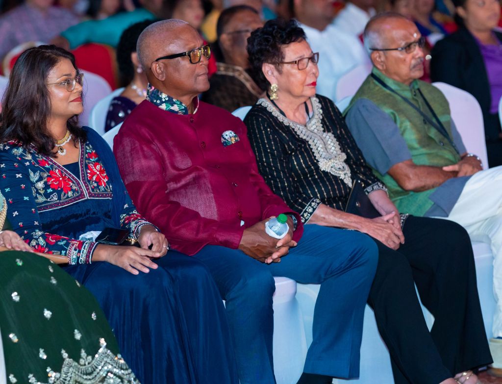 (l-r) Mrs. Sana Ragbir, First Citizens General Manager, Retail and Commercial Banking and Mr. Anthony Isidore Smart, Chairman of the First Citizens Group enjoys the cultural showcase at the opening night of the Divali Nagar